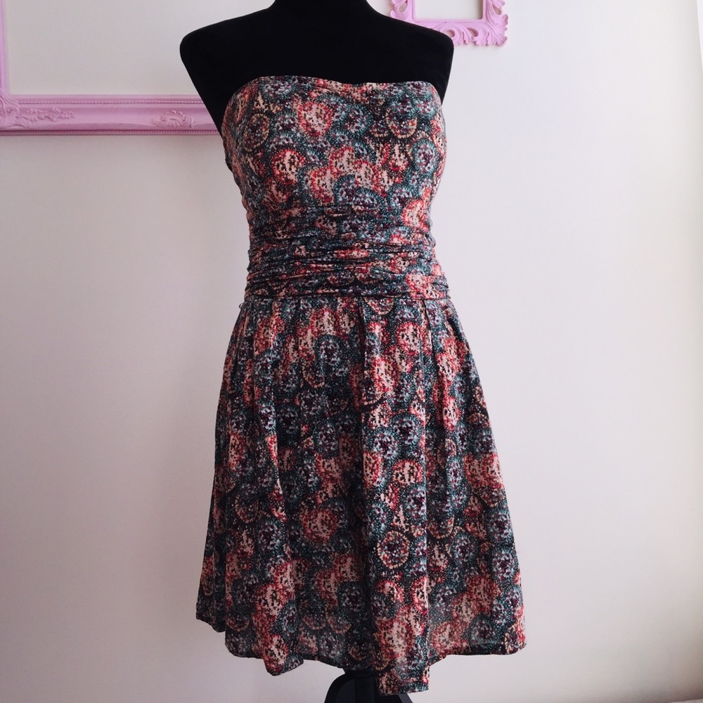 American Rag dress L burn orange strapless elastic